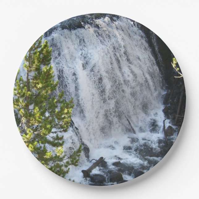 Yellowstone Waterfall Paper Plates (Front)