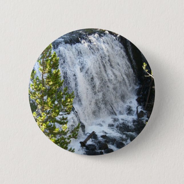 Yellowstone Waterfall Pinback Button (Front)