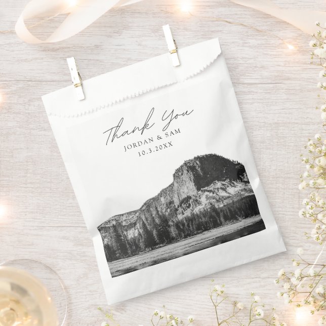 Yellowstone Wedding Photo Black & White Favor Bag (Clipped)