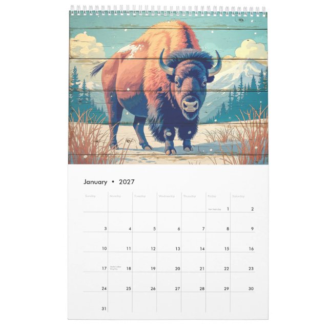 Yellowstone Wildlife Calendar (Jan 2027)
