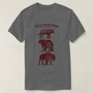 Yellowstone Wildlife Vintage Sketch T-Shirt