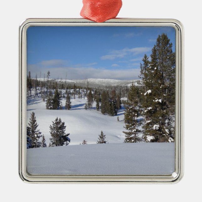 Yellowstone Winter Landscape Photography Metal Ornament (Front)