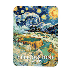 Yellowstone Winter Mammoth Hot Springs Van Gogh Magnet