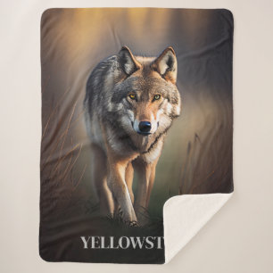 Yellowstone Wolf Sherpa Blanket Throw
