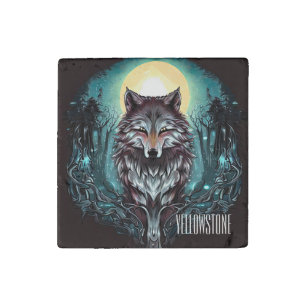 Yellowstone Wolf Stone Magnet