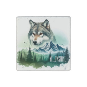 Yellowstone Wolf Stone Magnet