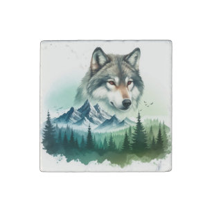 Yellowstone Wolf Stone Magnet