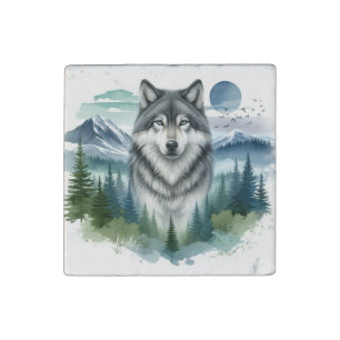 Yellowstone Wolf Stone Magnet