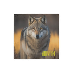 Yellowstone Wolf Stone Magnet