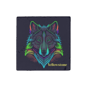 Yellowstone Wolf Stone Magnet