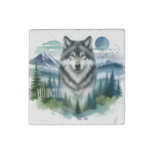 Yellowstone Wolf Stone Magnet