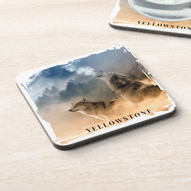 Yellowstone Wolves Beverage Coaster (Left Side)