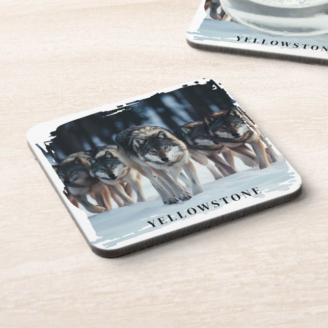 Yellowstone Wolves Beverage Coaster (Left Side)