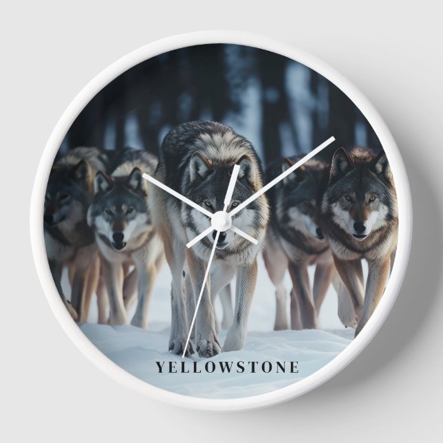 Yellowstone Wolves Clock (Front)