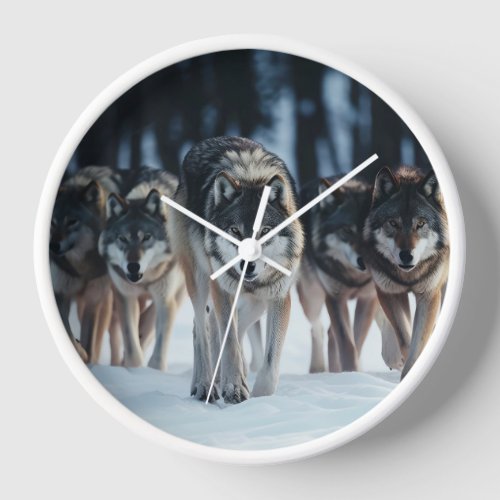 Yellowstone Wolves Clock
