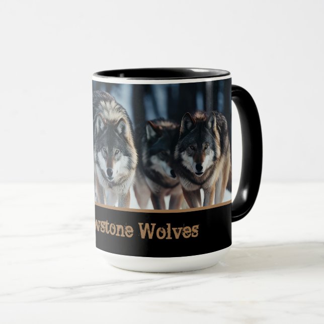 Yellowstone Wolves Coffee Mug Two-Tone (Front Right)