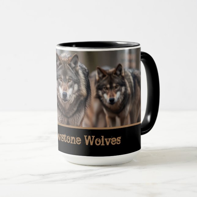 Yellowstone Wolves Coffee Mug Two-Tone (Front Right)