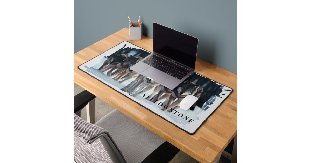 Yellowstone Wolves Desk Mat | Zazzle