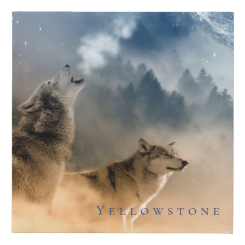 Yellowstone Wolves Faux Wrapped Canvas Art