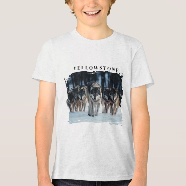 Yellowstone Wolves Kids Tri-Blend Shirt (Front)