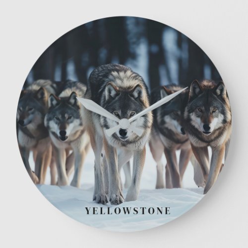 Yellowstone Wolves Large Clock