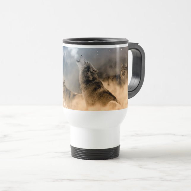 Yellowstone Wolves Travel Mug (Front Right)
