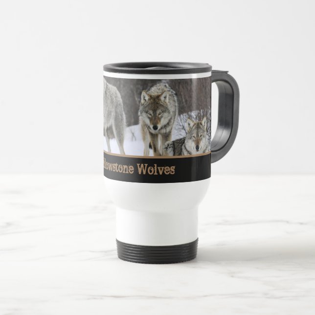 Yellowstone Wolves Travel Mug (Front Right)