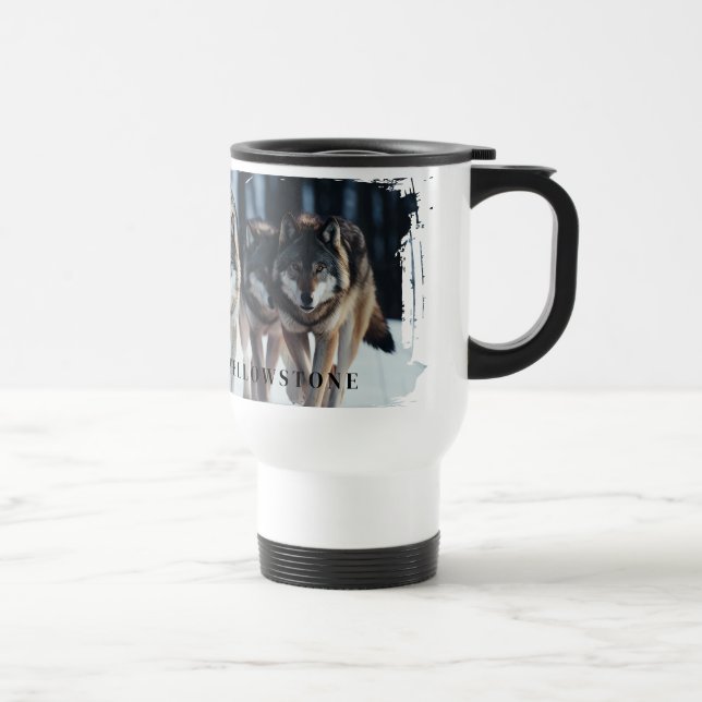 Yellowstone Wolves Travel Mug (Right)
