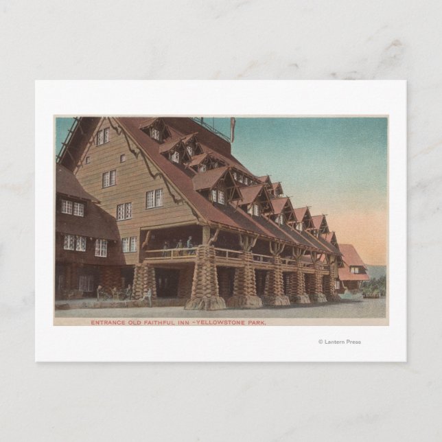 Yellowstone, WY - Entrance of Old Faithful Inn Postcard (Front)