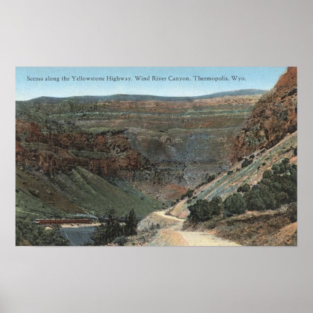 Yellowstone, WY - Yellowstone Highway and Wind Poster (Front)