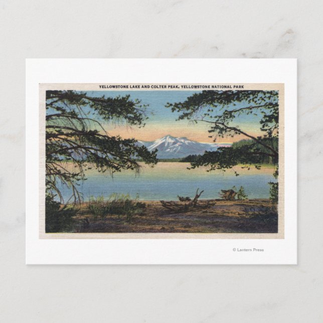 Yellowstone, WY - Yellowstone Lake and Colter Postcard (Front)