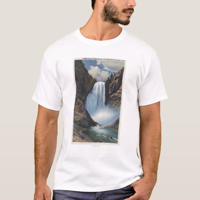 Yellowstone, WYLower Falls from Below View T-Shirt (Front)
