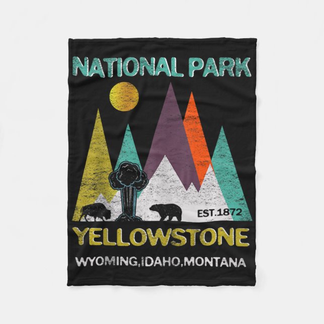 Yellowstone Wyoming Us National Park Camping Hikin Fleece Blanket (Front)