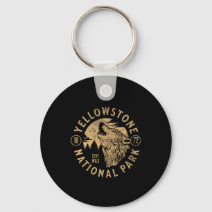 Yellowstone Wyoming Wolf Nature Hike Outdoors Vint Keychain