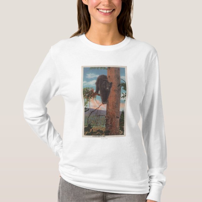 Yellowstone, WYView of Black Bear in Tree T-Shirt (Front)