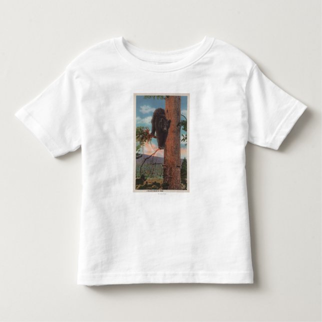 Yellowstone, WYView of Black Bear in Tree Toddler T-shirt (Front)