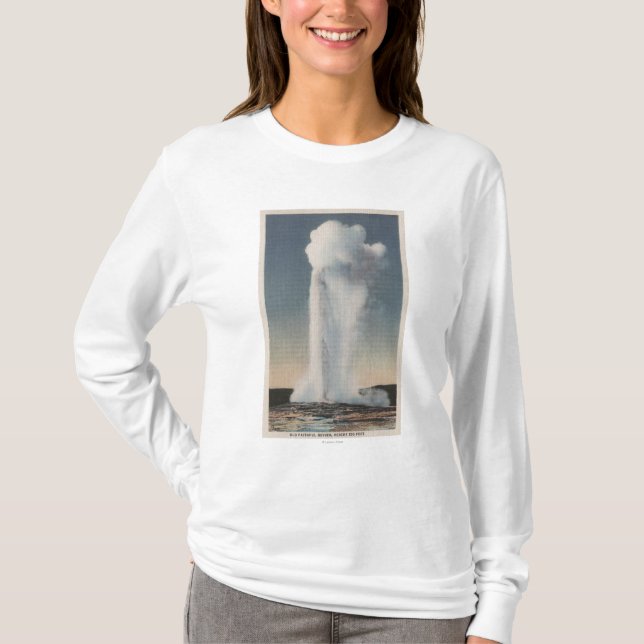 Yellowstone, WYView of Old Faithful Erupting T-Shirt (Front)