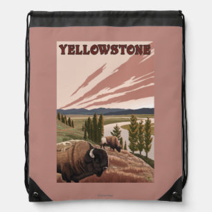 YellowstoneBison Scene Drawstring Bag