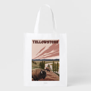 YellowstoneBison Scene Grocery Bag