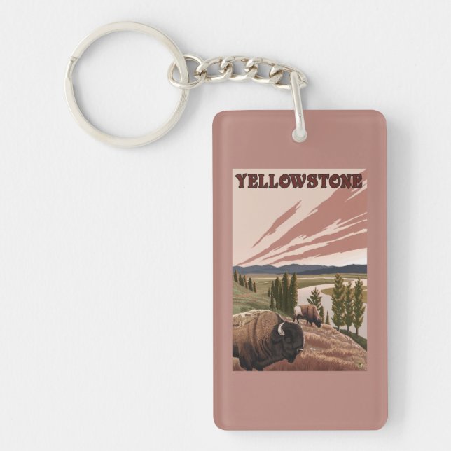 YellowstoneBison Scene Keychain (Front)