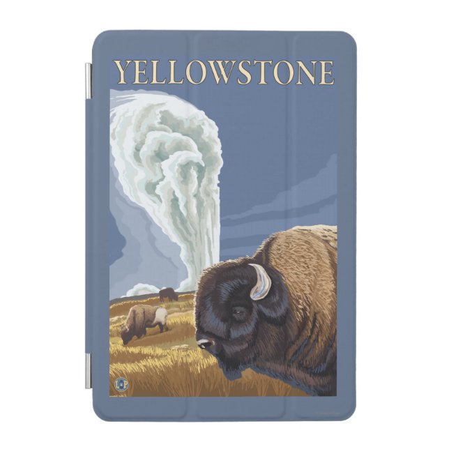 YellowstoneBison with Old Faithful iPad Mini Cover (Front)