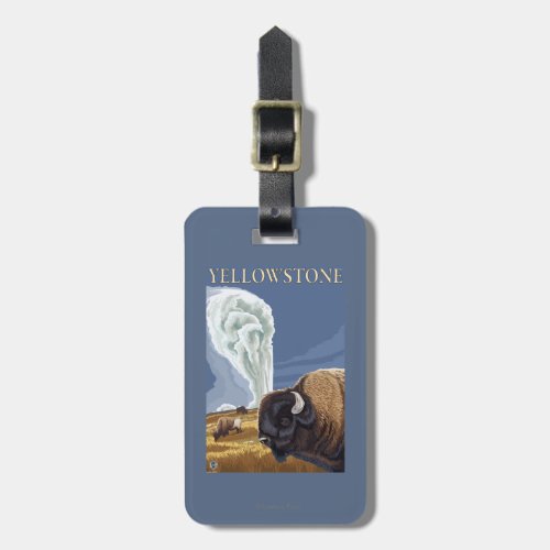 YellowstoneBison with Old Faithful Luggage Tag