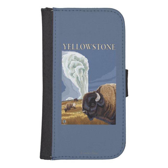 YellowstoneBison with Old Faithful Samsung Galaxy Wallet Case (Front)