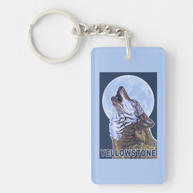 YellowstoneHowling Wolf Keychain (Front)