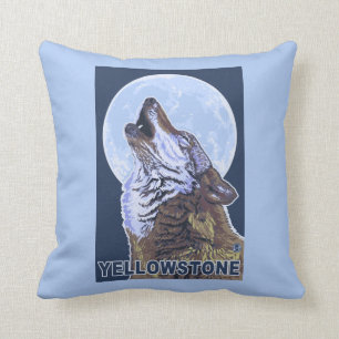 YellowstoneHowling Wolf Throw Pillow