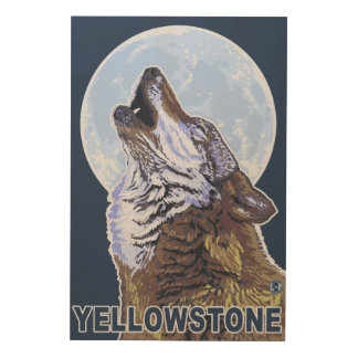 YellowstoneHowling Wolf Wood Wall Decor