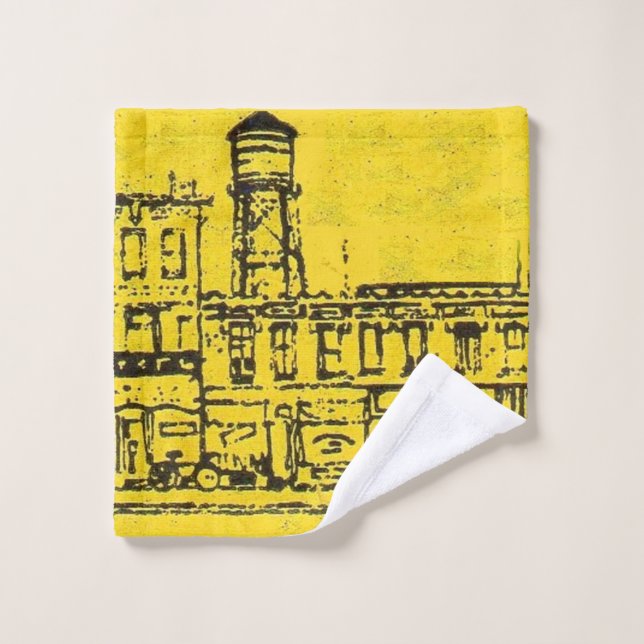 Yellowville houses and homes and water tower bath towel set (Wash Cloth)