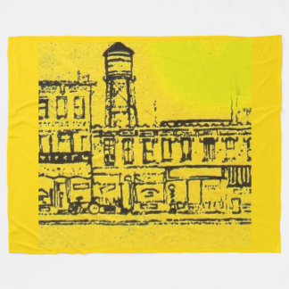 Yellowville houses and homes and water tower fleece blanket