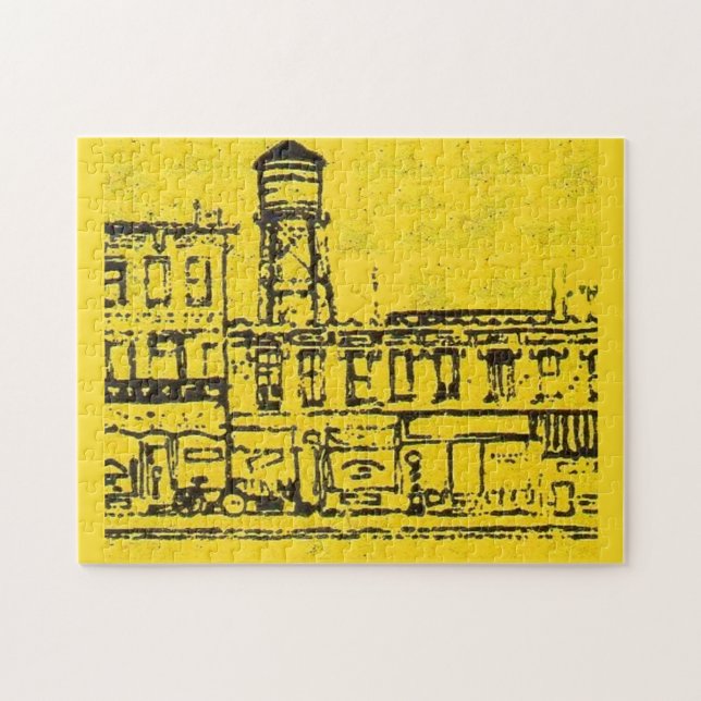 Yellowville houses and homes and water tower jigsaw puzzle (Horizontal)