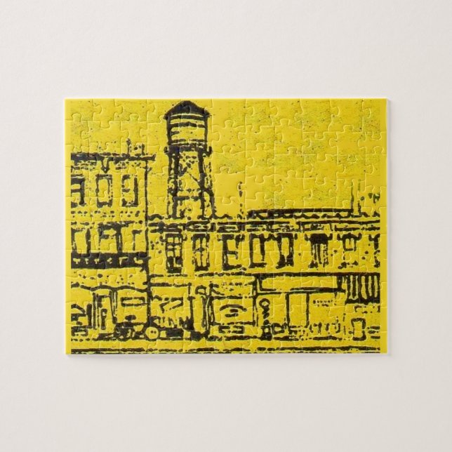Yellowville houses and homes and water tower jigsaw puzzle (Horizontal)